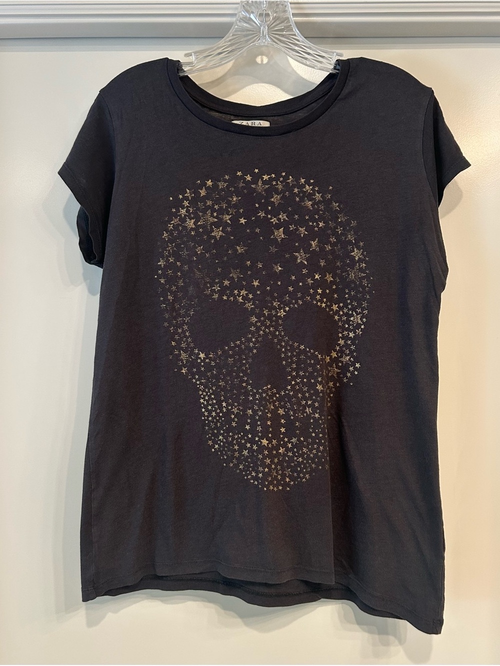 Zara Trafaluc Black Star Skull Graphic Tee Size M - Picture 2 of 5